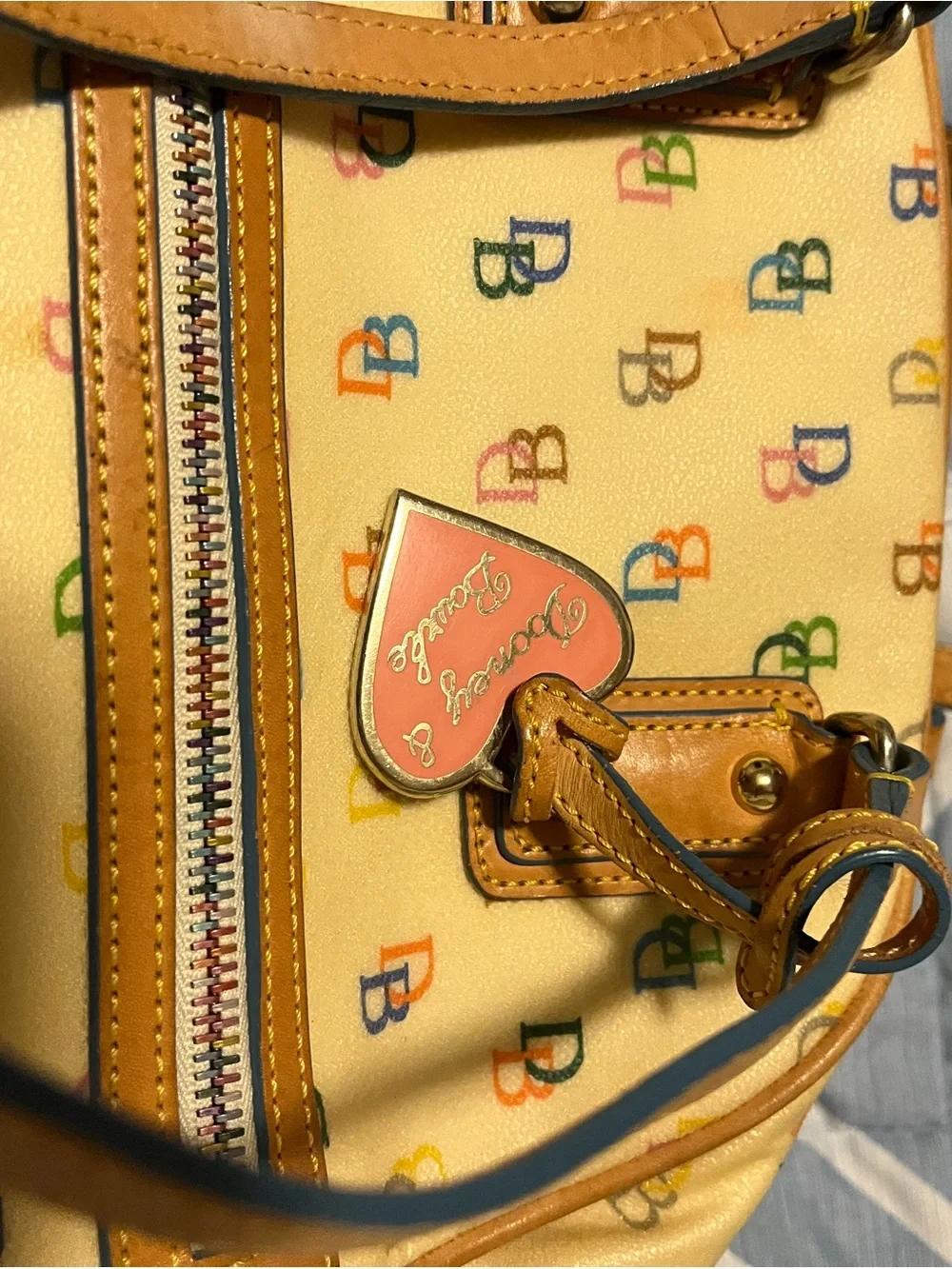 Multicolor Logo Print Women’s Satchel - Cream and Tan no UV - Picture 10 of 11